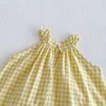 【73-110cm】セットアップ イエロー チェックトップス&ブルマ - 画像 (12)