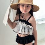【75-130cm】水着 INS映え 韓国風 フリル花 リボン付き おしゃれ - 画像 (3)