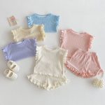 【73-120cm】セットアップ パステルカラー リブ 女の子