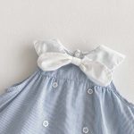 【66-90cm】ロンパース ブルー ストライプ シンプル 女の子 - 画像 (9)