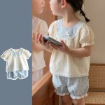 【73-110cm】ブラウス&パンツ パフスリーブ 女の子 - 画像 (2)