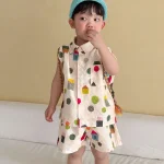 【80-150cm】セットアップ or ワンピース キッズ 韓国風 ドット - 画像 (4)