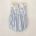 【66-130cm】ロンパースorワンピース フリル襟 ブルー 姉妹服 - 画像 (8)