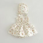 【66-100cm】ロンパース ボンネット付き ベビー 女の子リボン 小花柄 - 画像 (6)