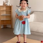 【80-150cm】セットアップorワンピース ライトブルーチェック - 画像 (5)