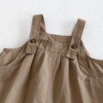 【73-100cm】セットアップ ブラウン サロペット＆シャツ - 画像 (8)