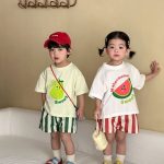 【80-150cm】二点セット 兄妹お揃い フルーツ シャツ＆ストライプパンツ 可愛い - 画像 (11)
