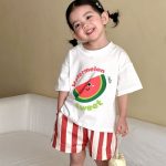 【80-150cm】二点セット 兄妹お揃い フルーツ シャツ＆ストライプパンツ 可愛い - 画像 (6)