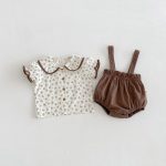 【66-100cm】二点セット シャツ&サロペット フラワー 可愛い - 画像 (3)