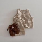 【73-100cm】セットアップ ベビー 韓国風 チェック ベスト&ショートパンツ - 画像 (14)