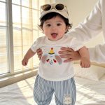 【80-120cm】セットアップ ゾウ柄 シャツ&ストライプパンツ - 画像 (8)