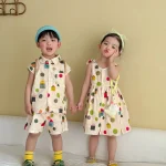 【80-150cm】セットアップ or ワンピース キッズ 韓国風 ドット - 画像 (9)