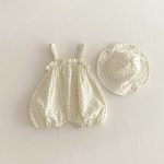 【66-90cm】サロペット 花柄 ふわふわ 帽子付き - 画像 (3)