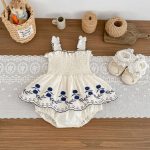 【66-90cm】ロンパース レトロ 花刺繡 ベビー服 - 画像 (5)