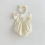【66-140cm】 ロンパース or ワンピース ベビー フリル袖 リボン付き - 画像 (17)