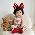 【66-100cm】サロペット 可愛い レッド ボーダー ベビー服 - 画像 (6)