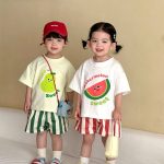 【80-150cm】二点セット 兄妹お揃い フルーツ シャツ＆ストライプパンツ 可愛い - 画像 (14)
