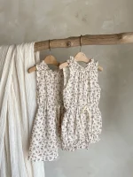 【66-90cm】ロンパース ベビー 韓国風 フリル襟 小花柄 - 画像 (11)