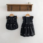 【90-130cm】ロンパースorワンピース 蝶結び柄 ブラック 姉妹服 - 画像 (19)