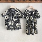 【80-150cm】セットアップorワンピース ブラック花 おしゃれ 兄妹お揃い - 画像 (9)