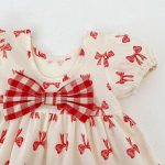 【73-110cm】ワンピース レッド 蝶結び柄 可愛い 女の子 - 画像 (14)