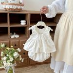 【73-110cm】セットアップ リボン付き レース トップス＆ブルマ - 画像 (9)