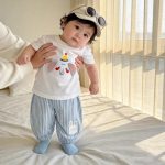 【80-120cm】セットアップ ゾウ柄 シャツ&ストライプパンツ - 画像 (4)