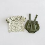 【66-100cm】二点セット シャツ&サロペット フラワー 可愛い - 画像 (4)
