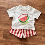 【80-150cm】二点セット 兄妹お揃い フルーツ シャツ＆ストライプパンツ 可愛い - 画像 (9)