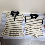 【80-150cm】セットアップ or ワンピース キッズ 半袖 ボーダー - 画像 (10)
