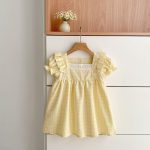 【66-130cm】ロンパースorワンピース イエロー チェック 姉妹服 - 画像 (8)