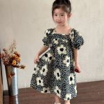 【80-150cm】セットアップorワンピース ブラック花 おしゃれ 兄妹お揃い - 画像 (12)
