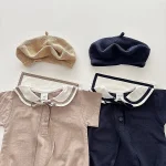 【66-90cm】ロンパース ベビー 丸襟 セーラー風 - 画像 (9)