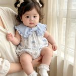 【66-90cm】ロンパース ブルー襟 ウサギ 可愛い ベビー服 - 画像 (5)
