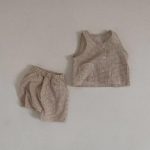 【73-100cm】セットアップ ベビー 韓国風 チェック ベスト&ショートパンツ - 画像 (5)