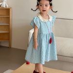 【80-150cm】セットアップorワンピース ライトブルーチェック - 画像 (6)