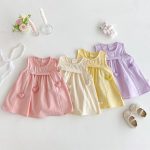 【73-120cm】ワンピース ベビー 女の子 ハート ノースリーブ