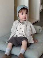 【73-110cm】シャツ or ドット柄Ｔシャツ or ショートパンツ ベビー 男の子 ナチュラル - 画像 (4)
