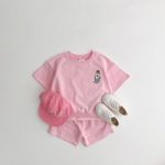 【80-130cm】セットアップ キッズ服 半袖 ベアプリント - 画像 (5)
