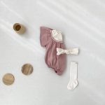 【66-90cm】ロンパース ベビー 女の子 韓国風 肩フリル - 画像 (4)