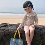 【90-140cm】水着 女の子 花柄 長袖ラッシュガード一体型 速乾 UVカット スイムウェア - 画像 (9)