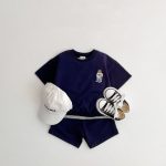 【80-130cm】セットアップ キッズ服 半袖 ベアプリント - 画像 (7)