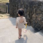 【90-140cm】水着 女の子 花柄 長袖ラッシュガード一体型 速乾 UVカット スイムウェア - 画像 (10)