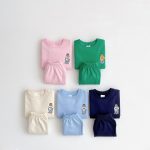 【80-130cm】セットアップ キッズ服 半袖 ベアプリント
