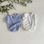 【66-90cm】ロンパース ベビー ノーカラー スクエア シンプル - 画像 (3)