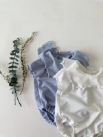 【66-90cm】ロンパース ベビー ノーカラー スクエア シンプル - 画像 (4)