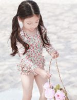 【80-130cm】水着 長袖 UVカット 背中あき かわいい 女の子 スイムウェア - 画像 (7)