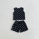 【80-130cm】セットアップ 女の子 ノースリーブ ハート・ドット柄 トップス＆ショートパンツ - 画像 (16)