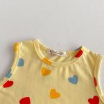 【80-130cm】セットアップ 女の子 ノースリーブ ハート・ドット柄 トップス＆ショートパンツ - 画像 (17)