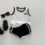 【80-130cm】セットアップ カジュアル ノースリーブトップス＋ショートパンツ - 画像 (9)
